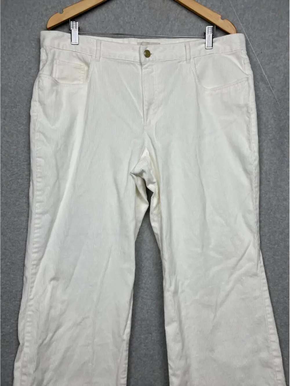 Talbots Corduroy Signature Boots Pants Womens Size 16 White Casual Comfort Class